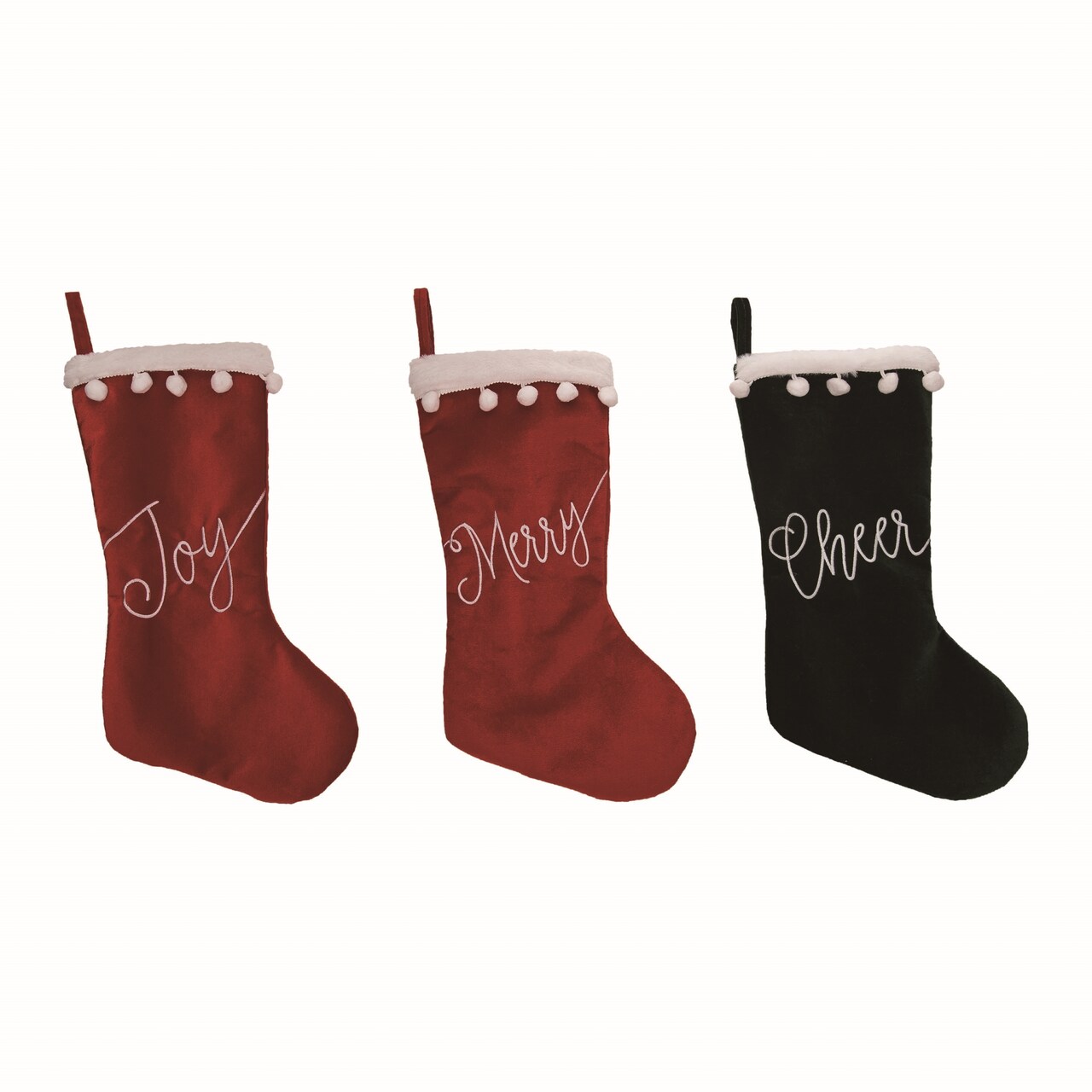 Velvet Bright Cheerful Stocking Set of 3 Christmas Decor